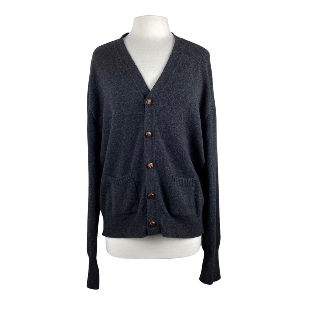 L.L Bean Gray Lambswool 5 Button Cardigan